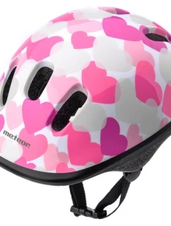 Cyklistická přilba Meteor KS06 Hearts pink velikost XS 44-48cm Jr 24818