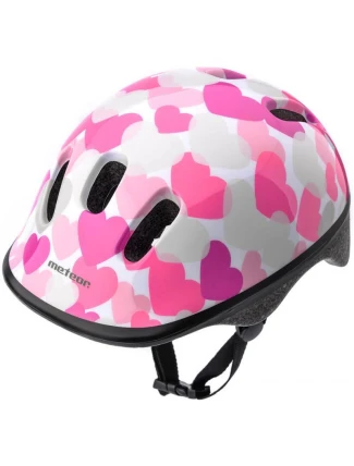 Cyklistická přilba Meteor KS06 Hearts pink velikost XS 44-48cm Jr 24818
