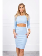 Souprava halenky a sukně v modré barvě