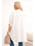 Dámská košile Plus Size z viskózy s delším zadním dílem béžová