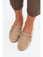 Dámské mokasíny s šněrováním a třásněmi Béžové Glorina