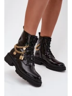 Dámské lakované workery Sarinae zateplené – černé