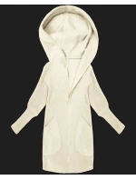 Bunda - přehoz přes obleční typu alpaka v barvě ecru s kapucí (19905.1) Bunda - přehoz přes obleční typu alpaka v barvě ecru s kapucí (19905.1)