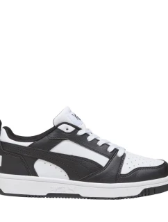 Dětské boty Puma Rebound V6 Lo Mid white and black 393833 01