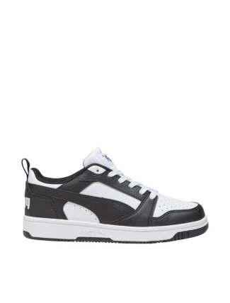 Dětské boty Puma Rebound V6 Lo Mid white and black 393833 01