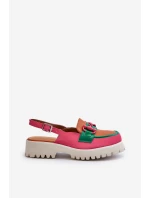 Dámské sandály na ploché podrážce s ozdobou oranžové D&A MR38-656