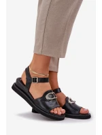 Lakovane Dámské Sandály Na Klínu S Ozdobou Černé Salianes Lakovane Dámské Sandály Na Klínu S Ozdobou Černé Salianes