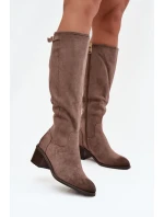 Kozaki před koleno eko semiš na sloupku Vinceza 58332 tmavě béžové Kozaki před koleno eko semiš na sloupku Vinceza 58332 tmavě béžové