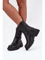 Dámské kotníkové boty na platformě a nízkém podpatku černé Levira Dámské kotníkové boty na platformě a nízkém podpatku černé Levira