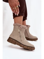 Dámské sněhule na platformě s kožešinou Béžové Briselle