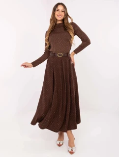 Elegantní hnědá maxi sukně v ozdobném provedení (19720)