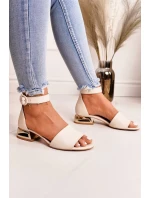 Kožené Sandály Na Zlatých Podpatcích Laura Messi 2143 Béžová