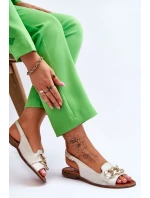 Dámské kožené sandály Lewski Boty 3230 Béžovo-zlatá