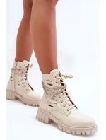 Módní pracovní boty s ozdobným páskou Bežové Rocky