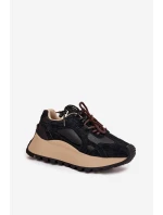 Kožené Sneakersy Na Platformě Dámské Big Star SS274628 HI-POLY SYSTEM Černé