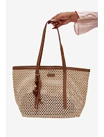 Pletená taška typu Shopper s přívěskem Béžová Noella