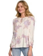 Dámská halenka K099 Ecru s fialkovou - Makover