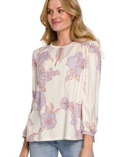 Dámská halenka K099 Ecru s fialkovou - Makover