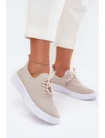 Materiálové Sportovní Boty Na Platformě Dámské Béžové Kalyra