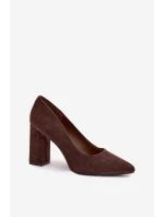 semišové lodičky na podpatku Sergio Leone PB216 čokoládové