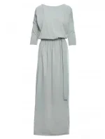 M435 Maxi bavlněné šaty s páskem na zavazování - pistáciová barva M435 Maxi bavlněné šaty s páskem na zavazování - pistáciová barva