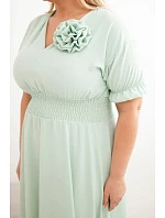 Dámské šaty Plus Size s výstřihem do V a nařaseným pasem mintová