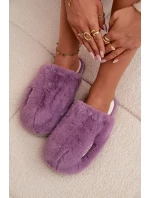 Dámské huňaté pantofle – fialové Belinna