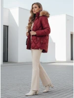 Dámská zimní bunda LUMORE prošívaná bunda s kapucí bordó FashionStreet TY5014 Dámská zimní bunda LUMORE prošívaná bunda s kapucí bordó FashionStreet TY5014