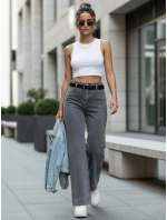 Dámské džíny s vysokým pasem a širokými nohavicemi šedé FashionStreet UY2908