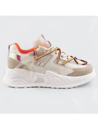 Béžové dámské sneakersy se dvojitými tkaničkami (7001) Béžové dámské sneakersy se dvojitými tkaničkami (7001)