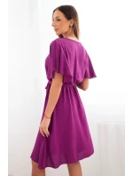 Šaty s překládaným výstřihem tmavě fialová