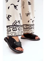 Dámské sandály na plochém podpatku s ozdobou černé Setorina