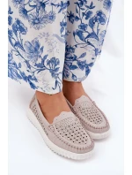 Kožené Dámské Mokasíny S Vzorováním Vinceza 88028 Béžové