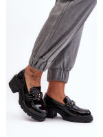 Dámské lakované boty na nízkém podpatku Black Blimma