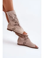 Zazoo dámské semišové sandály se svrškem na zip, béžová