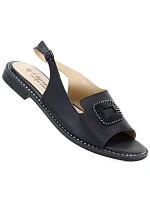 Dámské černé kožené sandály S.Barski KV61-6076