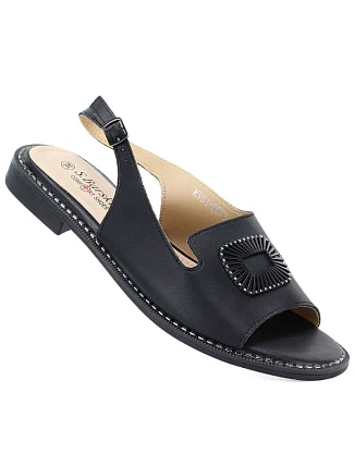 Dámské černé kožené sandály S.Barski KV61-6076