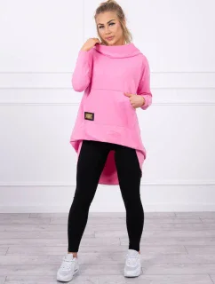 Mikina s kapucí s dlouhými zády růžová