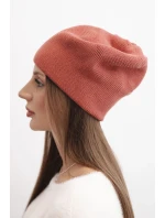 Dámská čepice klasická hladká beanie K420 rezavá