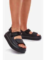 Dámské sandály na platformě se suchým zipem černé Nitepira