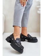 Kožené Polobotky Dámské S Ozdobami D&A Černé