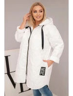 Dámská bunda Plus Size prošívaná s kapucí a nápisem HOPE bílá