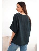 Dámská bavlněná oversize halenka s krátkým rukávem černá