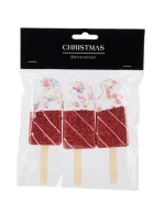 ZMRZLINOVÁ DEKORACE ZÁVĚSNÁ CETKA 3KS ČERVENÁ