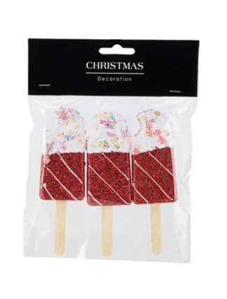 ZMRZLINOVÁ DEKORACE ZÁVĚSNÁ CETKA 3KS ČERVENÁ