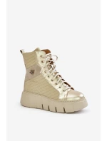 Kožené Boty Na Platformě Maciejka 06751-25 Zlaté