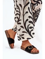 Dámské Pantofle S Přezkou Na Korkové Platformě Černé Zavira