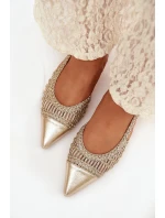 Dámské sandály s pleteným na klocku zlaté Nivorra
