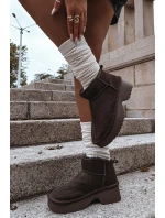 Dámské sněhule Milora z přírodního semiše s kožešinou – čokoládové