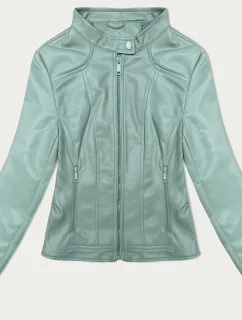 Krátká dámská bunda ramoneska v mátové barvě se stojáčkem J Style (11Z8127)